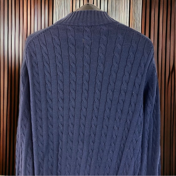 Blue Izod Cotton 1/4 Zip Cable Knit Sweater - Size L - Picture 14 of 15